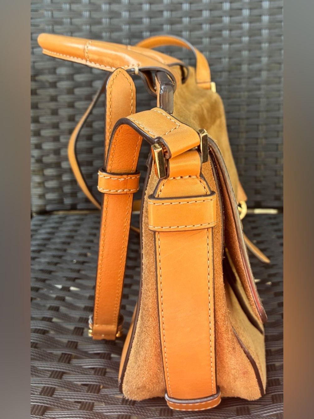 Michael Kors Suede Satchel with Tan Leather Trim - Picture 16 of 16